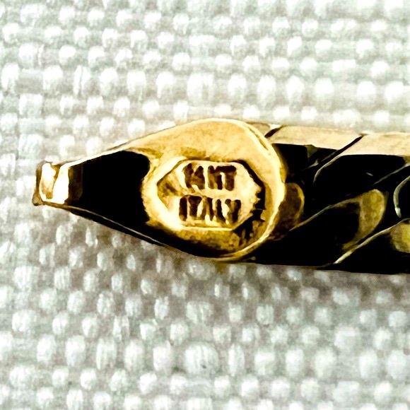 Bracelet~Italy 14K & 3~Garnets / Stamped / Vintage - Picture 3 of 16